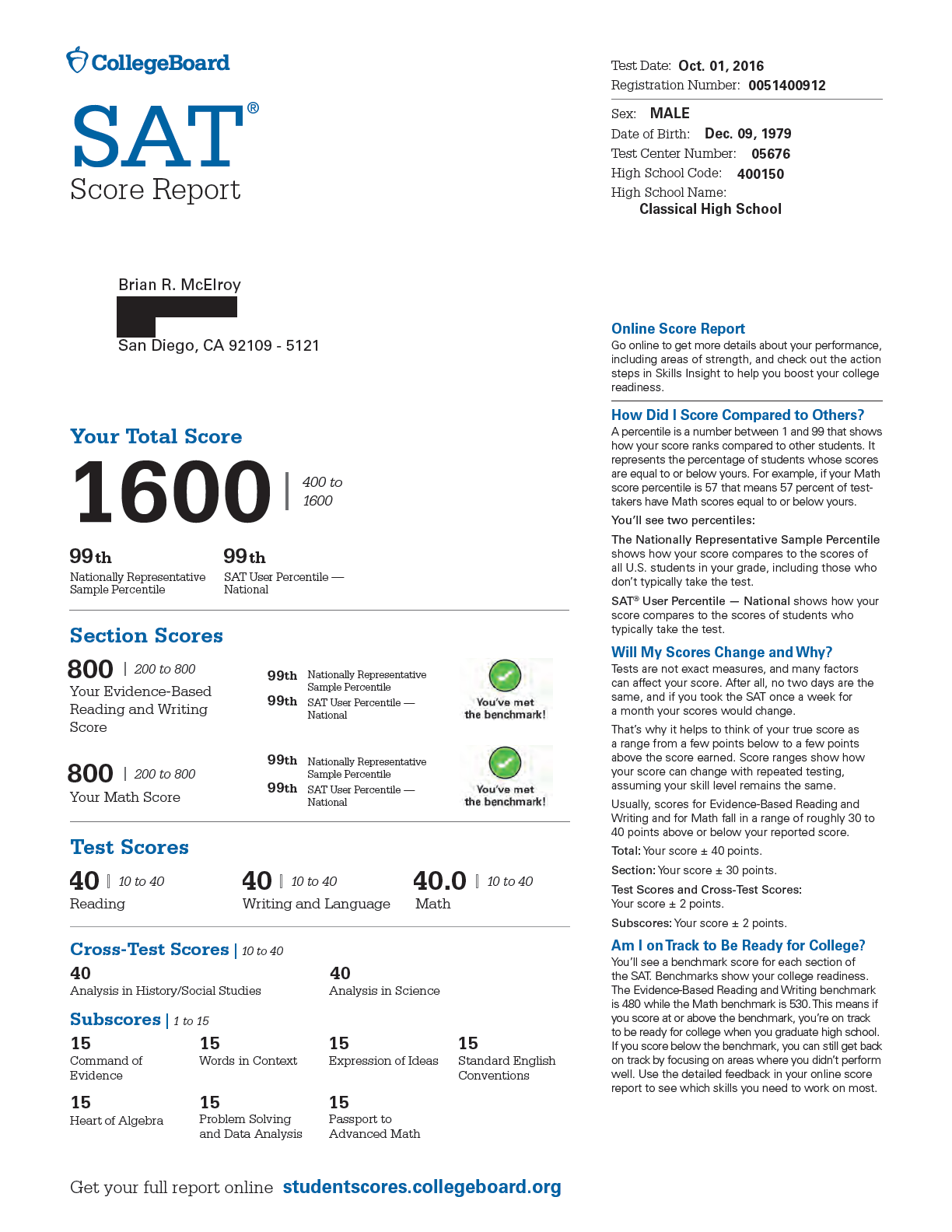 college board view sat score