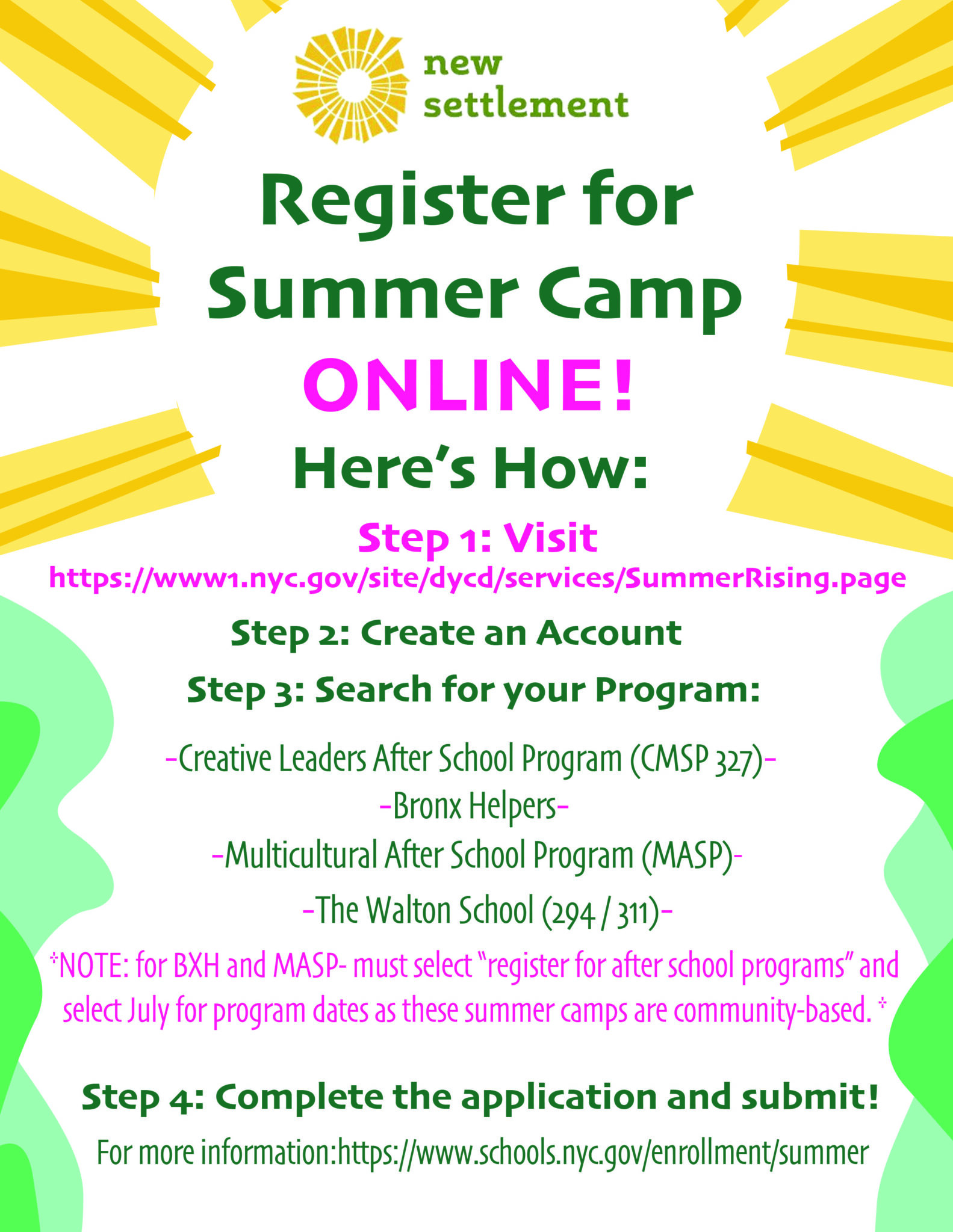 Register Online for New Settlement’s Summer Camps! New Settlement