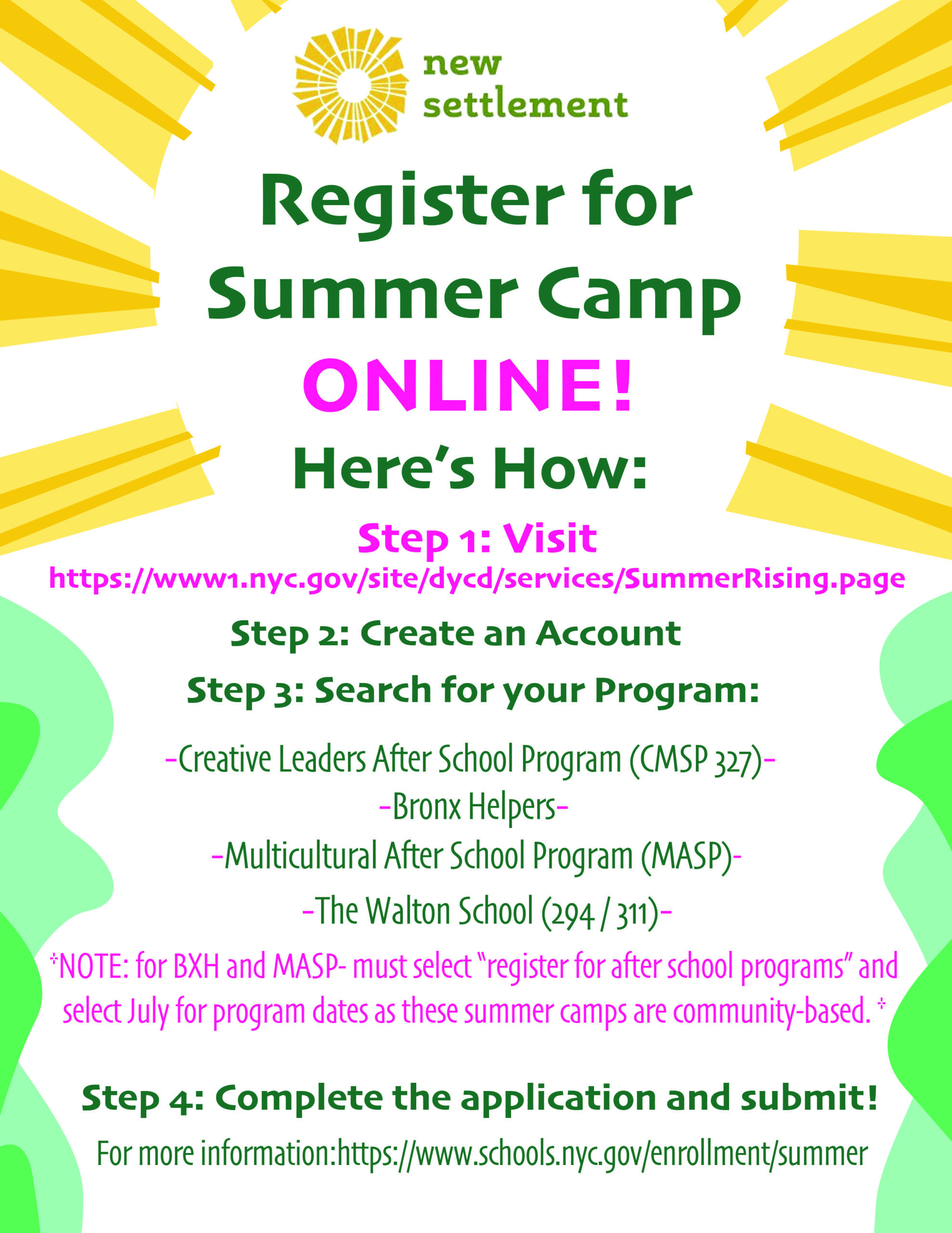 Register Online for New Settlement’s Summer Camps! New Settlement
