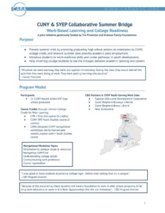 CUNY & SYEP Collaborative Summer Bridge report pdf