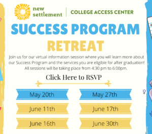 Our Success Program is now open for registration! Sign up for a virtual presentation on how New Settlement supports high school students after graduation!