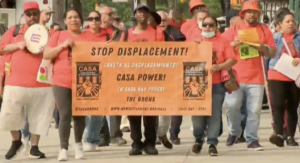 CASA members rally in opposition to proposed rent hikes.